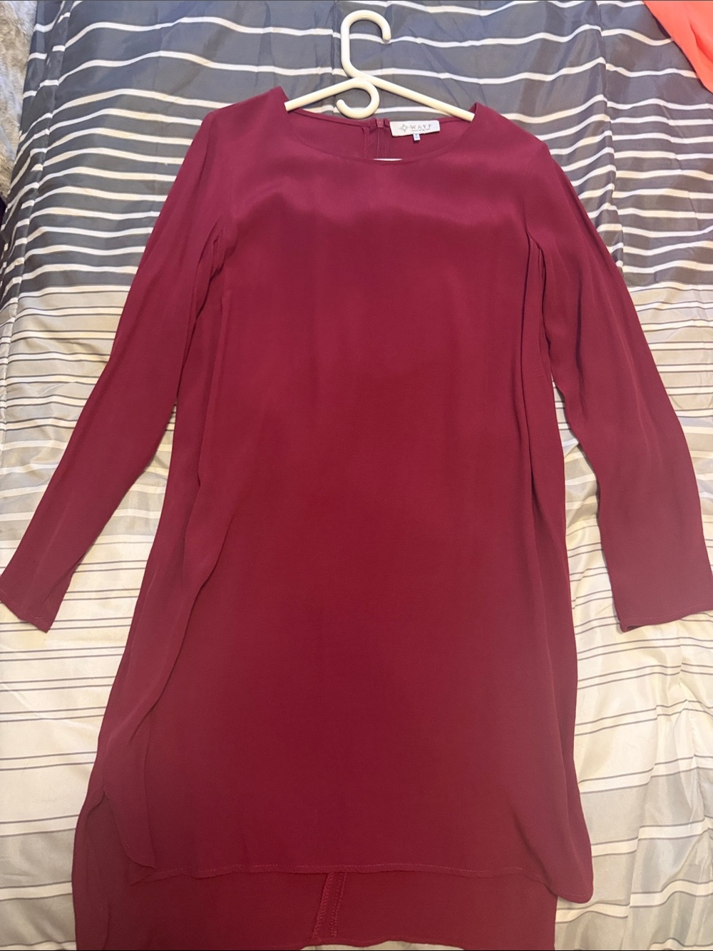 Wayf Burgundy Long-Sleeve Shift Dress